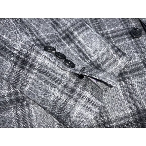 Holland & Sherry Blazer 44S Gray Plaid Wool Cashmere Func Cuffs 2B 2V YGI R4-73 - Picture 6 of 16